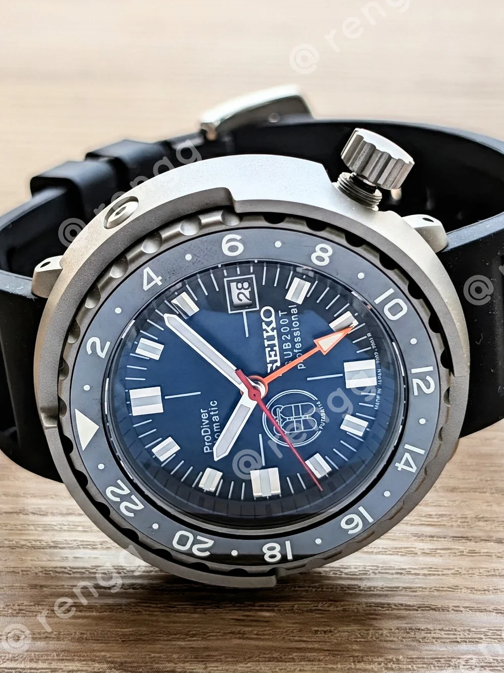 47mm Titanium GMT Tuna Seiko ProDiver Automatic Black Men's Mod Watch Sapphire